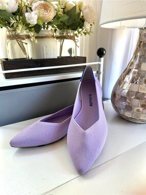 Rothy’s The Point Lavender Lilac Knit Flats Women’s 9.5 Machine Washable EUC